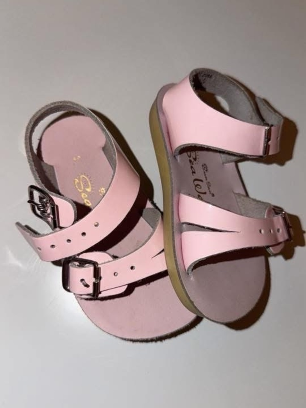Girls Pink Sun-San Sandal Adjustable Double-Strap Buckle